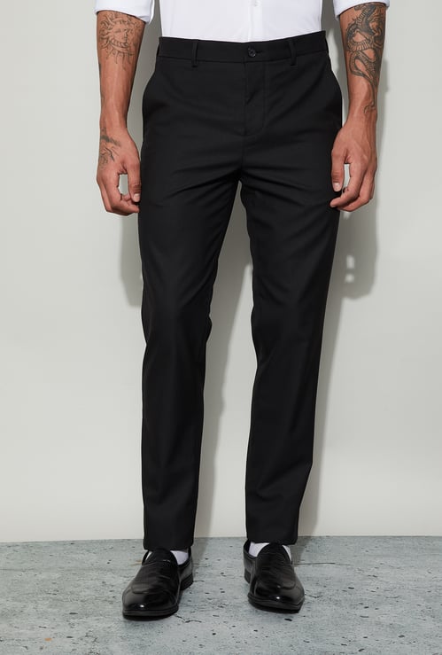 CODE Solid Slim Tapered Formal Trousers