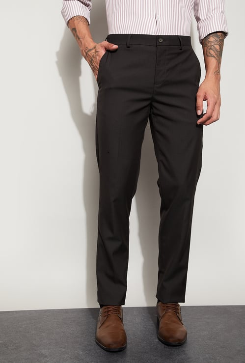 CODE Solid Slim Tapered Formal Trousers