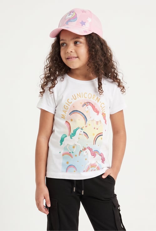 FAME FOREVER Girls Unicorn Graphic Print T-shirt