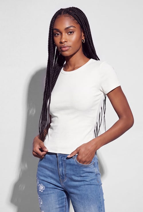 GINGER Solid Crop T-shirt