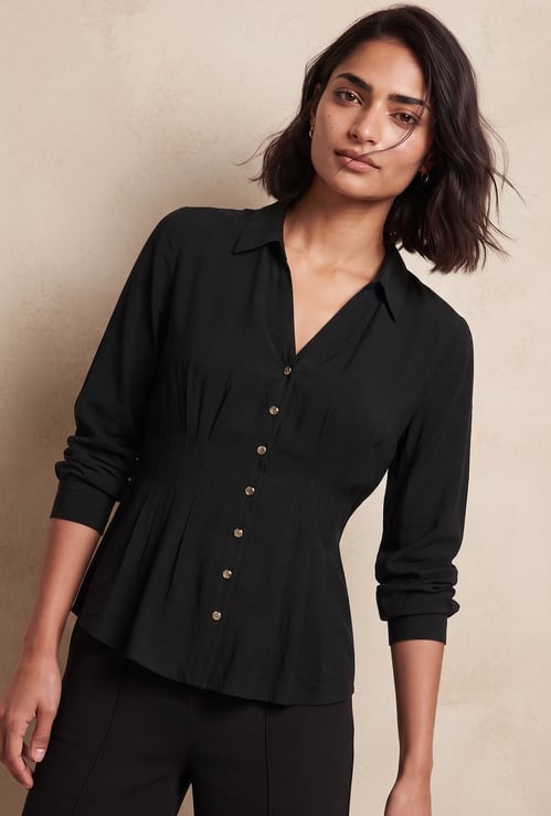 CODE Pintuck Detailed Shirt