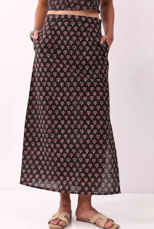BIBA Floral Print Maxi Skirt