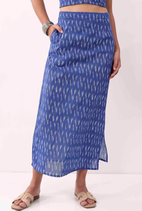 BIBA Ikat Print Midi Skirt