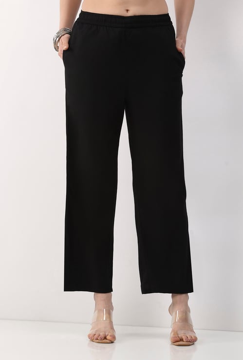BIBA Solid Straight Pants