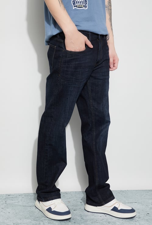 FAME FOREVER Washed Regular Straight Jeans