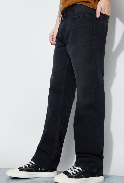 DENIMIZE Washed Mid-Rise Regular Straight Jeans