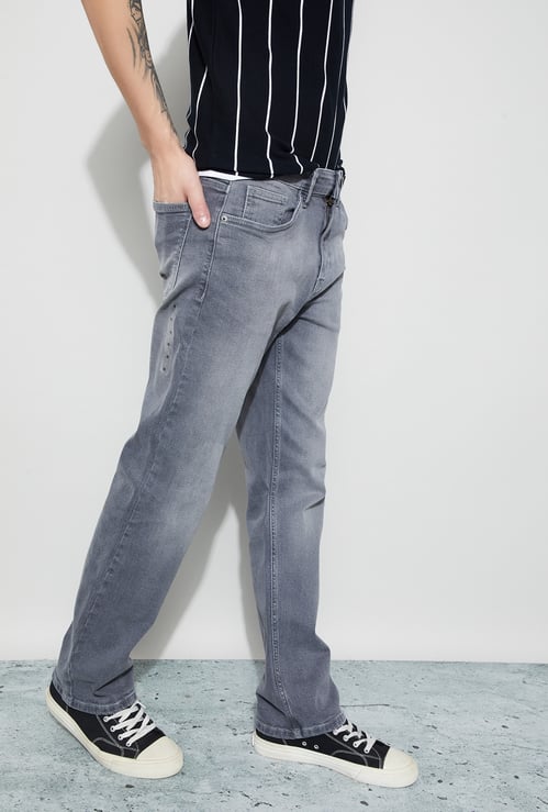 FAME FOREVER Washed Regular Straight Jeans