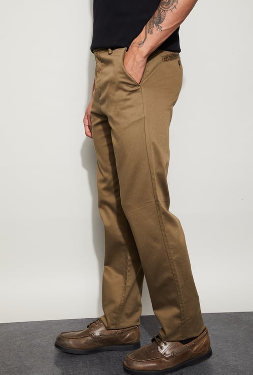 CODE Solid Regular Fit Trousers