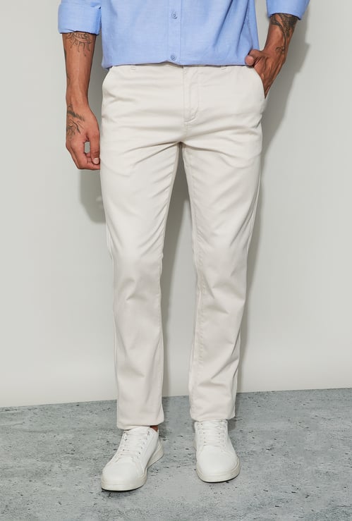 CODE Solid Slim Straight Trousers