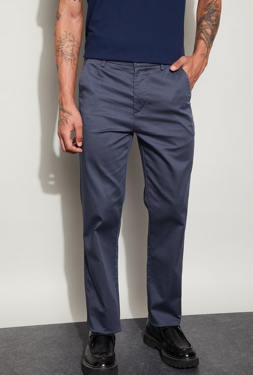 CODE Solid Regular Fit Trousers