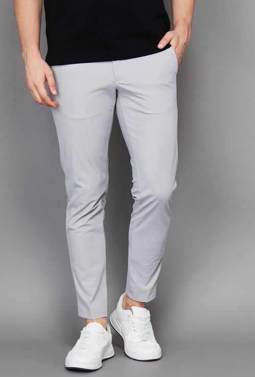 ALLEN SOLLY Solid Crop Fit Trousers