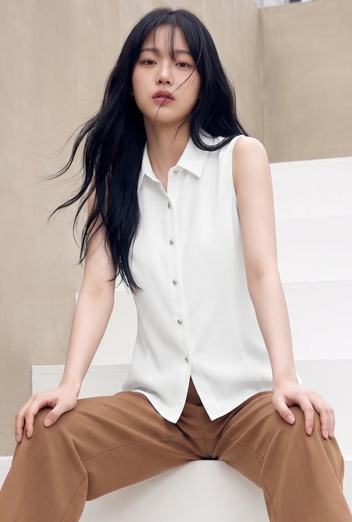 CODE CLASSIC Solid Sleeveless Shirt