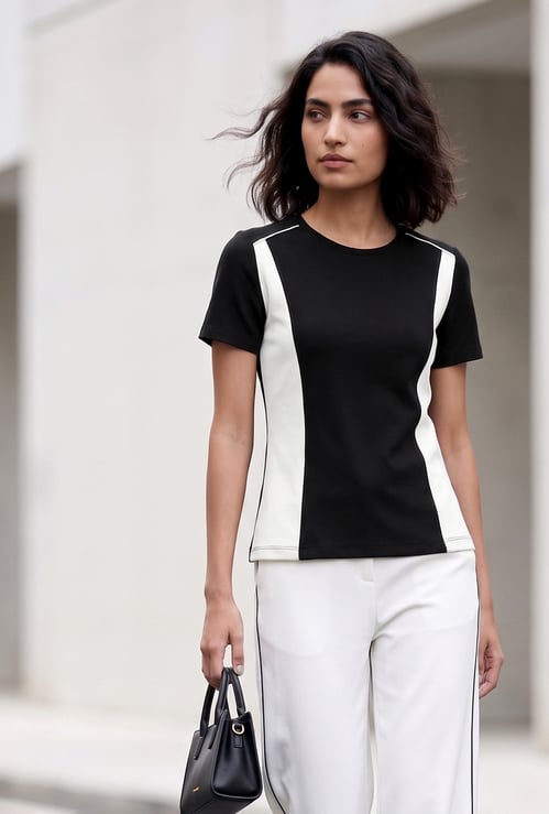 CODE CLASSIC Colourblock Crew Neck Top