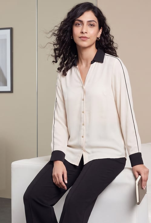 CODE CLASSIC Solid Cuban Collar Shirt