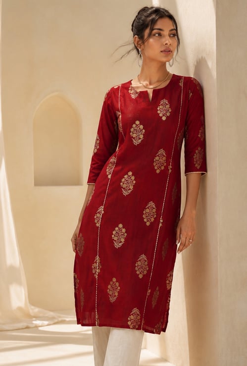 MELANGE Ethnic Motif Straight Kurta