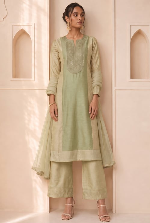 MELANGE Embroidered Straight Kurta