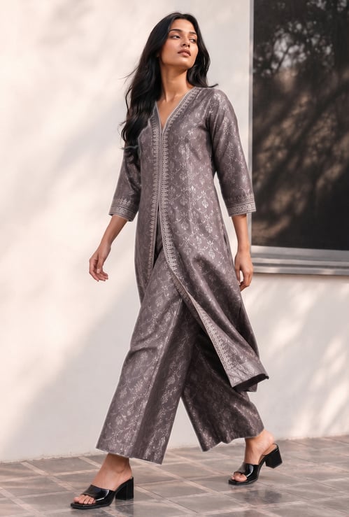 MELANGE Foil Print Flared Pants
