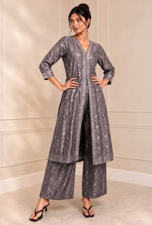 MELANGE Ethnic Motif V-neck Straight Kurta