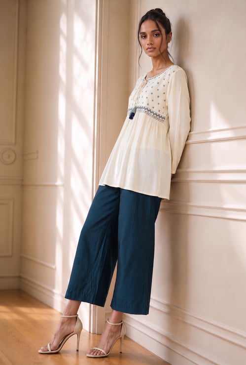 MELANGE Solid Straight Pants