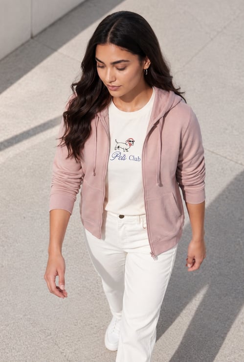 FAME FOREVER Solid Zip-Up Hoodie