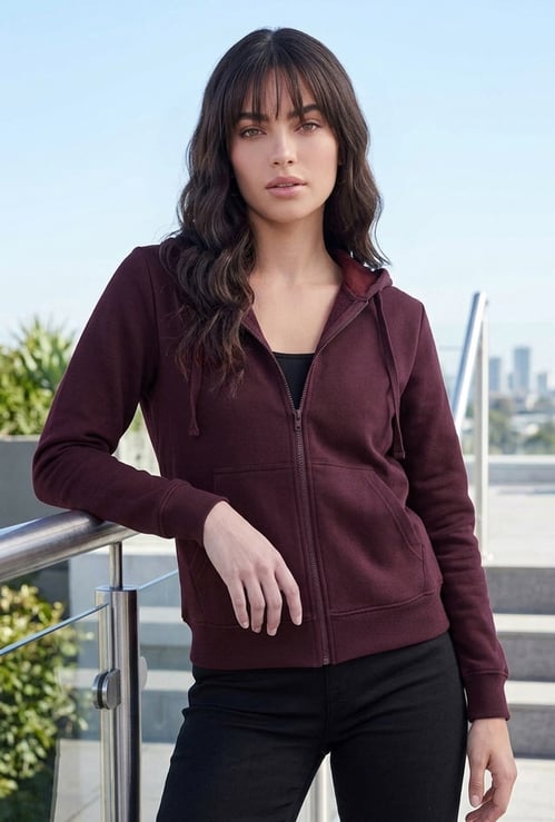 FAME FOREVER Solid Zip-Up Hoodie