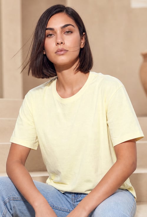 FAME FOREVER Solid Drop-Shoulder T-shirt