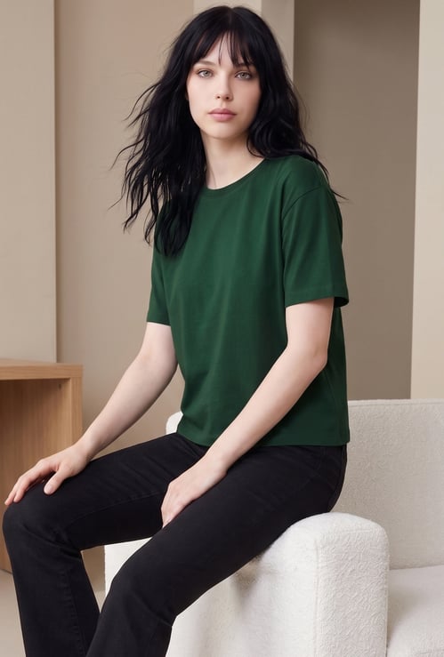 FAME FOREVER Solid Drop-Shoulder T-shirt