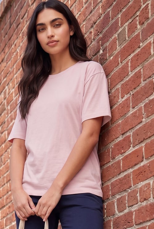 FAME FOREVER Solid Knit T-shirt