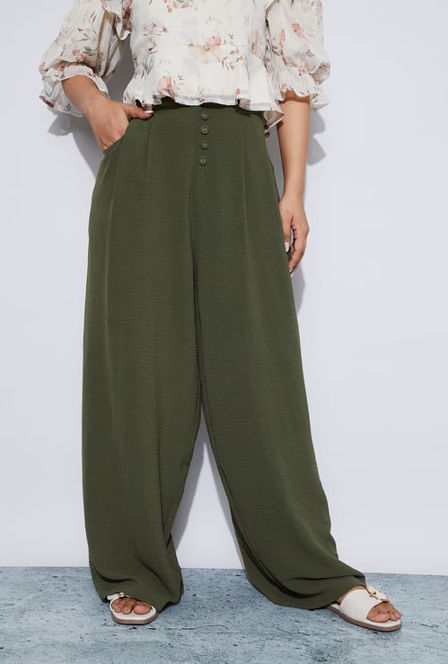 GINGER Textured Buttoned Pants