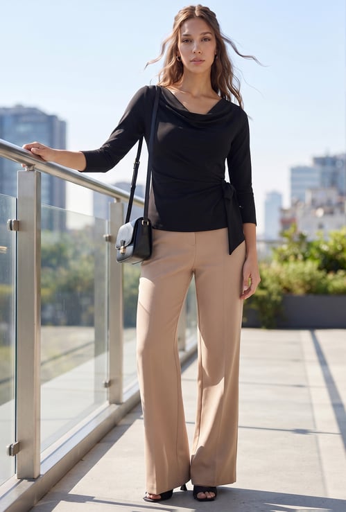 CODE Solid Flat Front Trousers