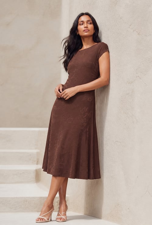 CODE Floral Embossed A-line Dress
