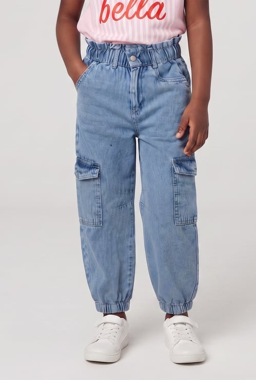 FAME FOREVER Girls Solid Mid-Rise Cargo Joggers