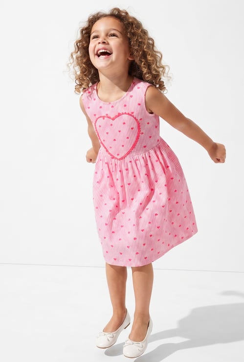 FAME FOREVER Girls Striped Heart Design Dress