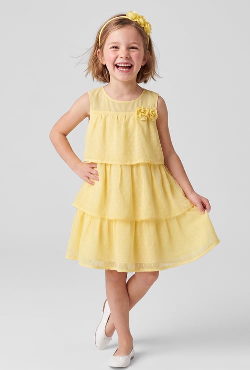 FAME FOREVER Girls Solid Tiered Dress