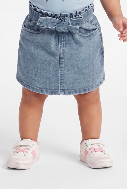 FAME FOREVER Girls Denim Skirt with Belt