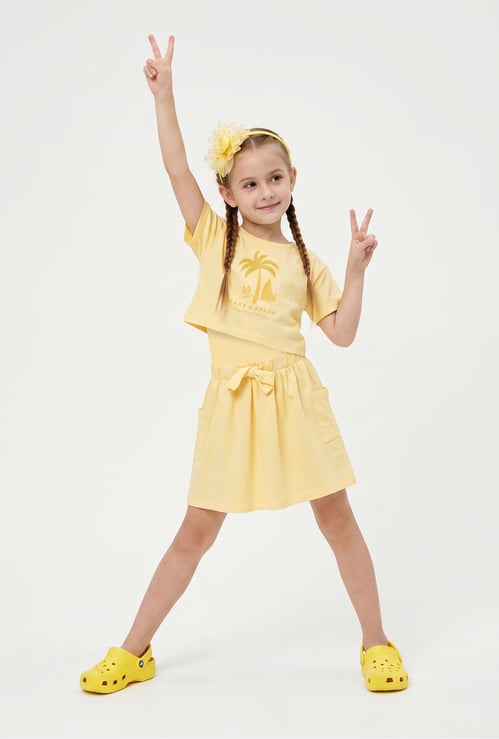 FAME FOREVER Girls Embellished Top with Skirt Set