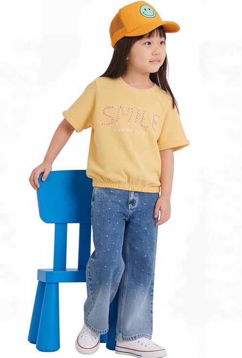 FAME FOREVER Girls Embroidered T-shirt