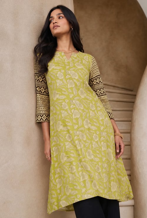 MELANGE Floral Print A-line Kurta