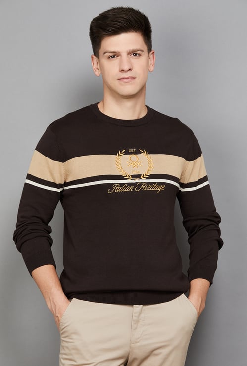 UNITED COLORS OF BENETTON Striped Crew Neck Sweater