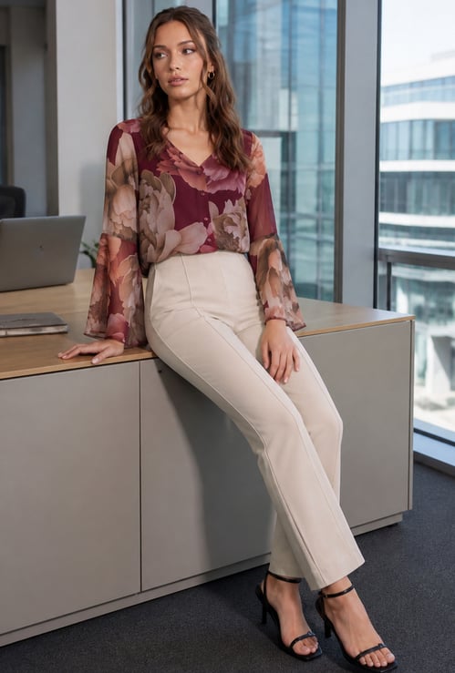 CODE Solid High-Rise Trousers