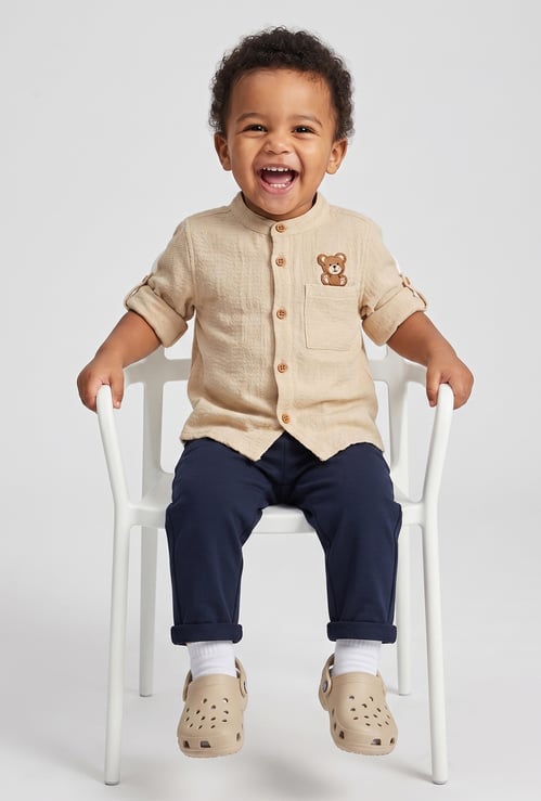 FAME FOREVER Boys Teddy Bear Applique Shirt