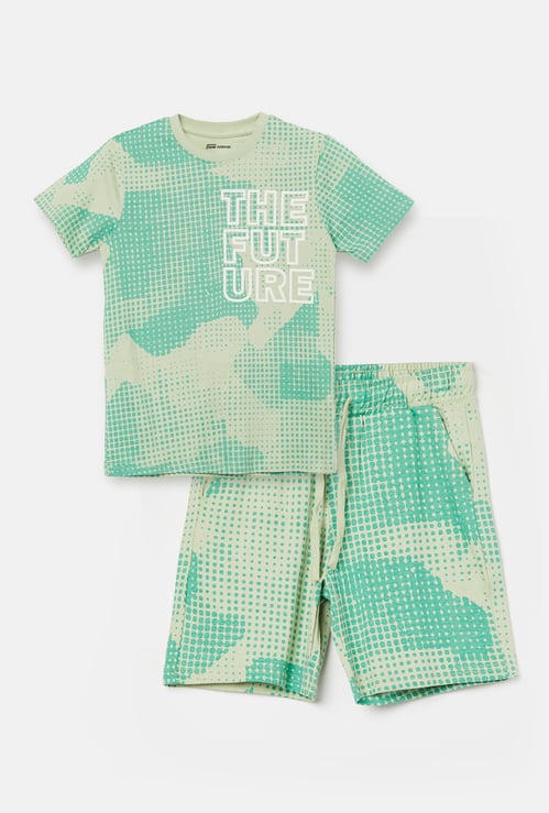 FAME FOREVER Boys Graphic Print T-shirt with Shorts