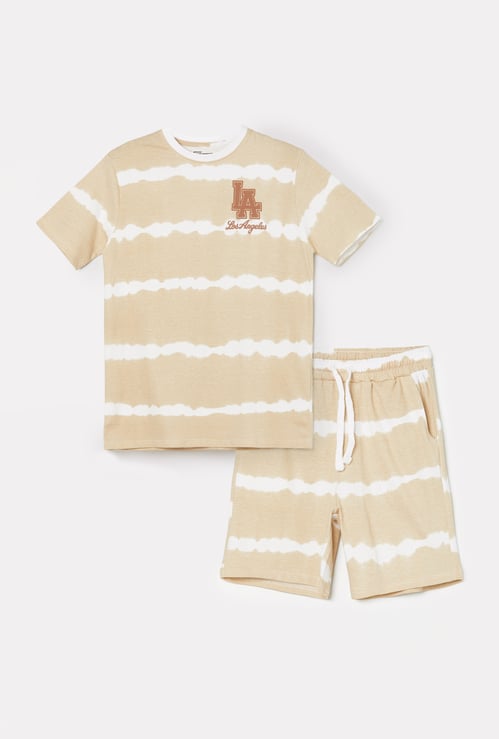 FAME FOREVER Boys Tie & Dye T-shirt with Shorts