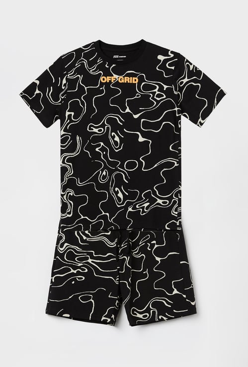 FAME FOREVER Boys Graphic Print T-Shirt with Shorts