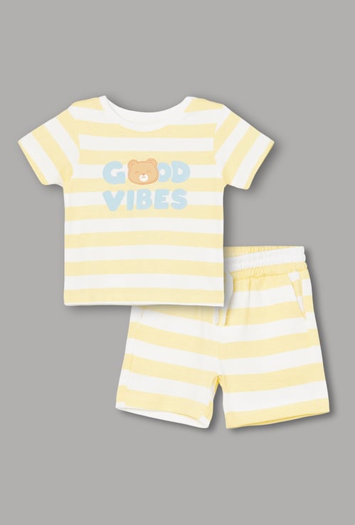 FAME FOREVER Boys Striped T-shirt with Shorts