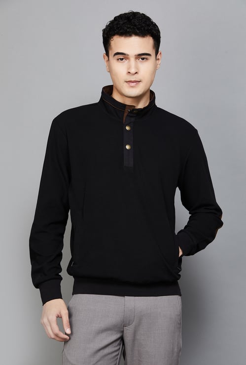 FAHRENHEIT Solid Mock Collar Sweatshirt