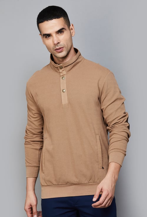 FAHRENHEIT Solid Mock Collar Sweatshirt