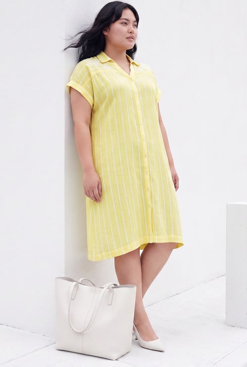 NEXUS Striped Embroidered Midi Dress