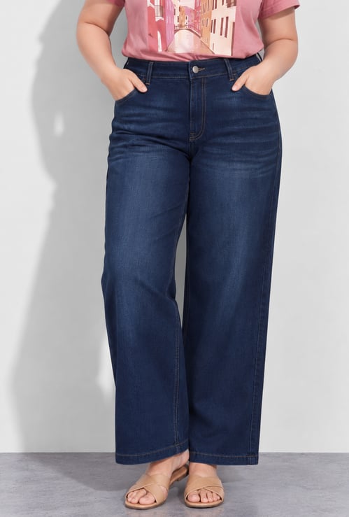 NEXUS Light-Wash Mid-Rise Wide-Leg Jeans