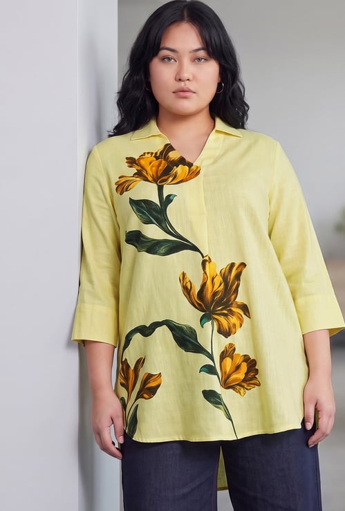 NEXUS Floral Print Collared Top